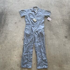 NOS Walls Coveralls 40 Regular Master Made Gray Mechanic Work Wear Short Sleeve